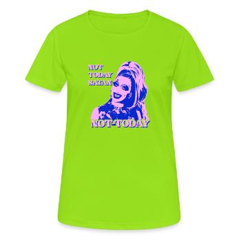Pas aujourd’hui Satan Pop Art - T-shirt respirant Femme - vert néon - Devant - AI Model Female 172 dark (172cm)