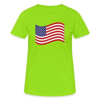 Flagge der Vereinigten Staaten - Frauen T-Shirt atmungsaktiv - Neongrün - Vorne - AI Model Female 172 dark (172cm)