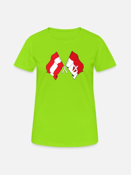 Österreich & Wien-Kreuzflaggen - Frauen T-Shirt atmungsaktiv - Neongrün