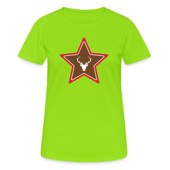 Stern mit Hirschkopf - Frauen T-Shirt atmungsaktiv - Neongrün - Vorne - AI Model Female 172 dark (172cm)