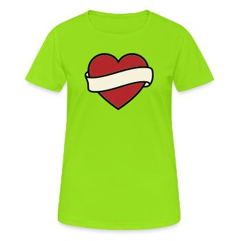 Tattoo Heart Banner Scroll Vector - Women's Breathable T-Shirt - neon green - Front - AI Model Female 172 dark (172cm)