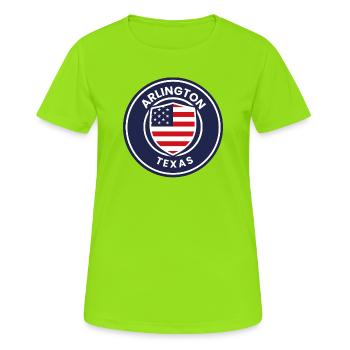 Arlington Texas Emblem with Flag - Women's Breathable T-Shirt - neon green - Front - AI Model Female 172 dark (172cm)