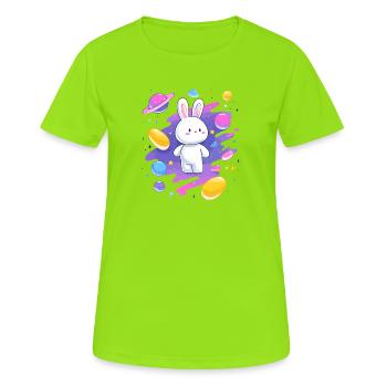 Galactic Rabbit in the Nebula - Women's Breathable T-Shirt - neon green - Front - AI Model Female 172 dark (172cm)