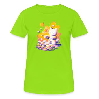 Katzen-Kosmos Neon-Palette - Frauen T-Shirt atmungsaktiv - Neongrün - Vorne - AI Model Female 172 dark (172cm)