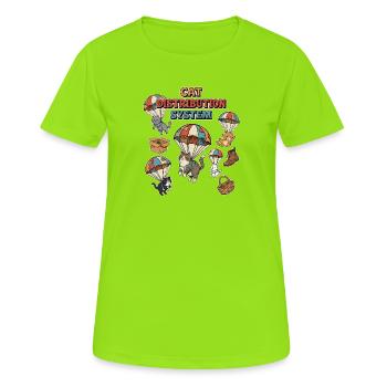 Katzenverteilungssystem - Frauen T-Shirt atmungsaktiv - Neongrün - Vorne - AI Model Female 172 dark (172cm)