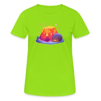 Lavahügel Kuschel Igel - Frauen T-Shirt atmungsaktiv - Neongrün - Vorne - AI Model Female 172 dark (172cm)