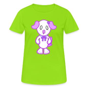 KawaiiDOGGOS – Flora-Druck - Frauen T-Shirt atmungsaktiv - Neongrün - Vorne - AI Model Female 172 dark (172cm)