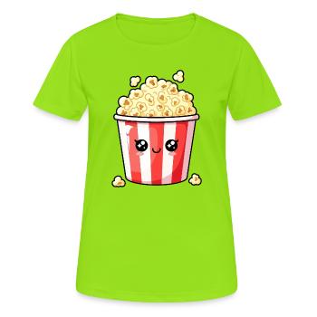 Seau à pop-corn Kawaii - T-shirt respirant Femme - vert néon - Devant - AI Model Female 172 dark (172cm)