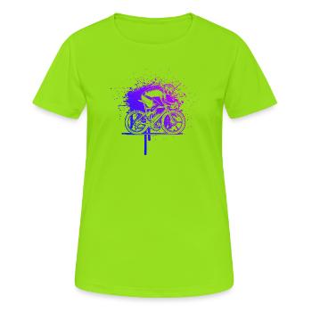 Roadbike Stil für jeden Anlass - Frauen T-Shirt atmungsaktiv - Neongrün - Vorne - AI Model Female 172 dark (172cm)