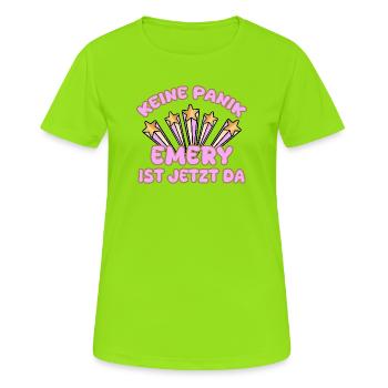 Frauenname Emery - Frauen T-Shirt atmungsaktiv - Neongrün - Vorne - AI Model Female 172 dark (172cm)