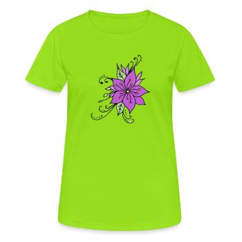Fleur hibiscus  - T-shirt respirant Femme - vert néon - Devant - AI Model Female 172 dark (172cm)
