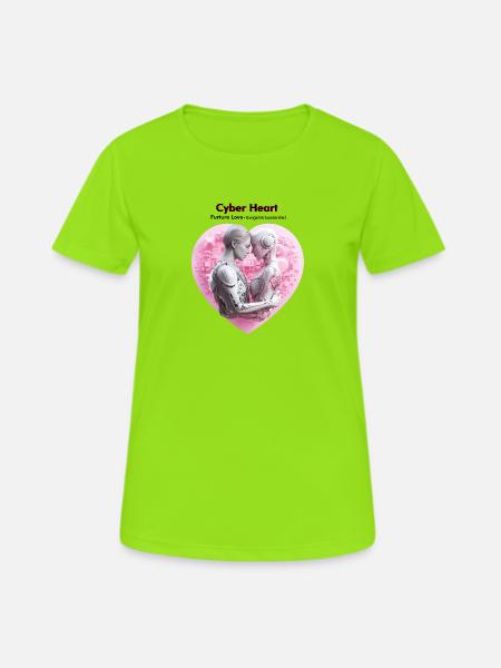 Cyber Herz Begegnung - Frauen T-Shirt atmungsaktiv - Neongrün