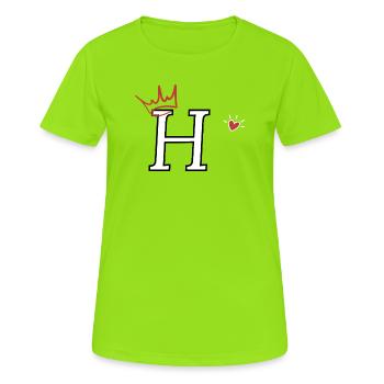 Buchstabe h Kronenherz - Frauen T-Shirt atmungsaktiv - Neongrün - Vorne - AI Model Female 172 dark (172cm)