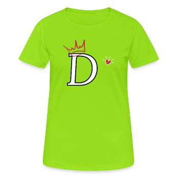 Herzkronen-Brief - Frauen T-Shirt atmungsaktiv - Neongrün - Vorne - AI Model Female 172 dark (172cm)