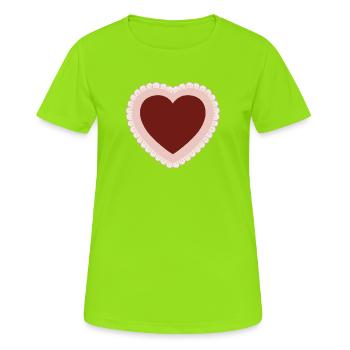 Cœur d’amour avec bordure en dentelle - T-shirt respirant Femme - vert néon - Devant - AI Model Female 172 dark (172cm)