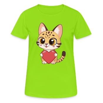 Bezauberndes Rotherz-Kätzchen - Frauen T-Shirt atmungsaktiv - Neongrün - Vorne - AI Model Female 172 dark (172cm)