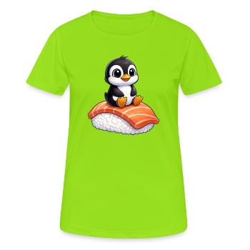 Pinguine Sushi Japanisches Essen Roher Fisch - Frauen T-Shirt atmungsaktiv - Neongrün - Vorne - AI Model Female 172 dark (172cm)