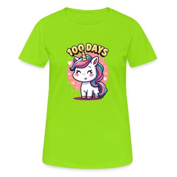 100e jour d’école 100 jour d’école des enfants - T-shirt respirant Femme - vert néon - Devant - AI Model Female 172 dark (172cm)