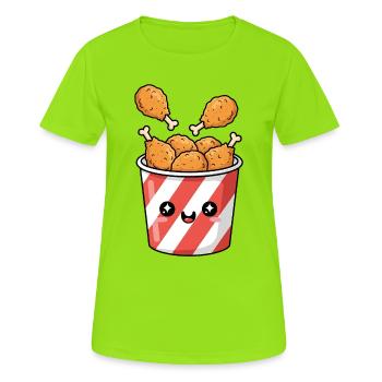 Seau de poulet frit Kawaii - T-shirt respirant Femme - vert néon - Devant - AI Model Female 172 dark (172cm)