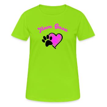 Team Gassi Hund Herz Liebe - Frauen T-Shirt atmungsaktiv - Neongrün - Vorne - AI Model Female 172 dark (172cm)