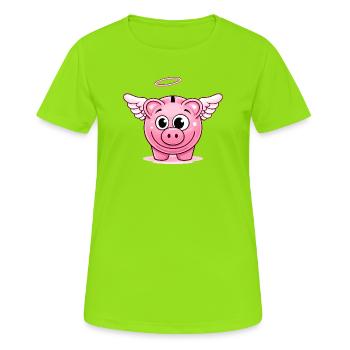 Tirelire mignonne avec des ailes - T-shirt respirant Femme - vert néon - Devant - AI Model Female 172 dark (172cm)
