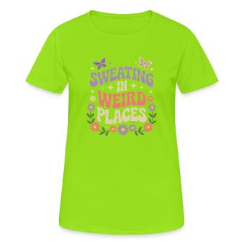 Dictions de transpiration Drôle de cadeau de transpiration - T-shirt respirant Femme - vert néon - Devant - AI Model Female 172 dark (172cm)