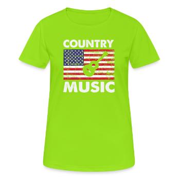 Musique country - T-shirt respirant Femme - vert néon - Devant - AI Model Female 172 dark (172cm)