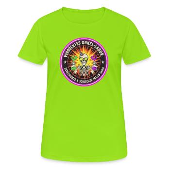 Verrücktes Onkel-Labor - Experimente & Ideen - Frauen T-Shirt atmungsaktiv - Neongrün - Vorne - AI Model Female 172 dark (172cm)