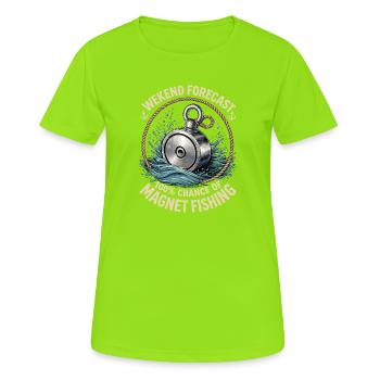 Prédiction du week-end 100 - Chance de pêche magnétique - T-shirt respirant Femme - vert néon - Devant - AI Model Female 172 dark (172cm)