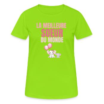 The Best Sister in the Pink World - Women's Breathable T-Shirt - neon green - Front - AI Model Female 172 dark (172cm)