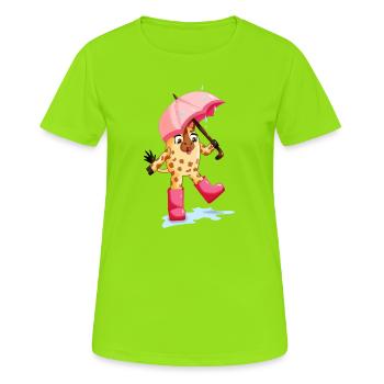 Lina la girafe sous la pluie - T-shirt respirant Femme - vert néon - Devant - AI Model Female 172 dark (172cm)