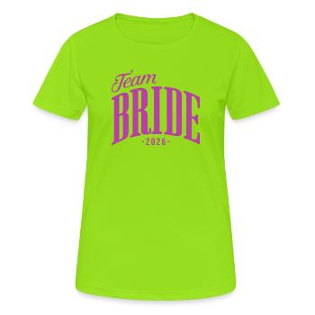 Enterrement de vie de jeune fille de l’équipe Mariée 2026 - T-shirt respirant Femme - vert néon - Devant - AI Model Female 172 dark (172cm)