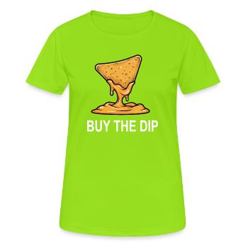 Nachos Cheese chute Financial Déclaration du marché haussier Actions TR - T-shirt respirant Femme - vert néon - Devant - AI Model Female 172 dark (172cm)
