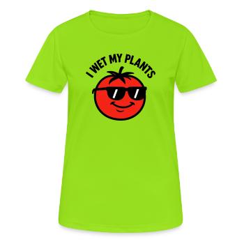 Je Mouille Mes Plantes Tomate Jardinage - T-shirt respirant Femme - vert néon - Devant - AI Model Female 172 dark (172cm)