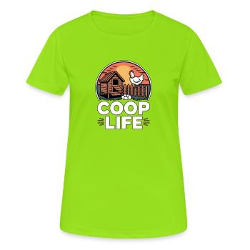 Coop Life Hühnerhalter Huhn - Frauen T-Shirt atmungsaktiv - Neongrün - Vorne - AI Model Female 172 dark (172cm)