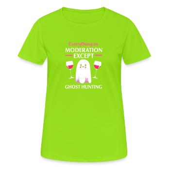 Paranormal Geist Geister Gespenst gespenstisch - Frauen T-Shirt atmungsaktiv - Neongrün - Vorne - AI Model Female 172 dark (172cm)