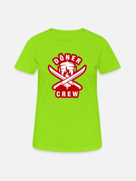 Döner Crew - Frauen T-Shirt atmungsaktiv - Neongrün