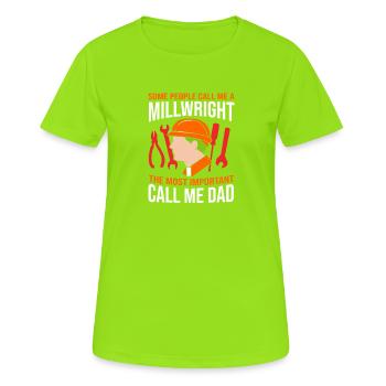 Serrurier Mécanicien CNC Génie Mécanique - T-shirt respirant Femme - vert néon - Devant - AI Model Female 172 dark (172cm)