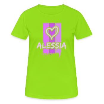 Idée cadeau : Alessia - T-shirt respirant Femme - vert néon - Devant - AI Model Female 172 dark (172cm)