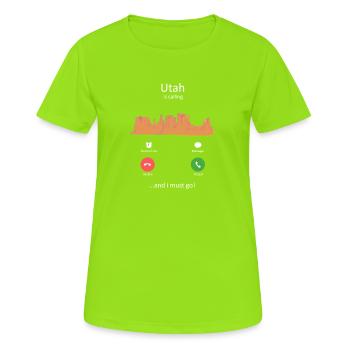 L’Utah appelle Monument Valley Adventure - T-shirt respirant Femme - vert néon - Devant - AI Model Female 172 dark (172cm)
