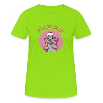 Küchenchefin Köchin Hobbyköchin Kochen - Frauen T-Shirt atmungsaktiv - Neongrün - Vorne - AI Model Female 172 dark (172cm)
