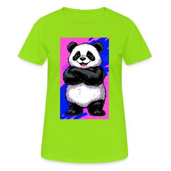 Panda - Frauen T-Shirt atmungsaktiv - Neongrün - Vorne - AI Model Female 172 dark (172cm)