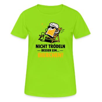 Bierchen Lounge: Feierabend-Motiv - Frauen T-Shirt atmungsaktiv - Neongrün - Vorne - AI Model Female 172 dark (172cm)