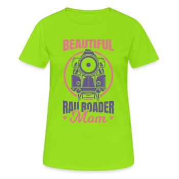 Eisenbahner Mama - Frauen T-Shirt atmungsaktiv - Neongrün - Vorne - AI Model Female 172 dark (172cm)