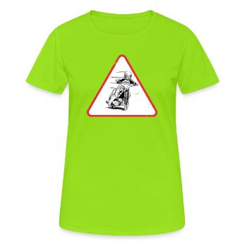 Speedway Motorcycle Racer Warning Sign Design - Frauen T-Shirt atmungsaktiv - Neongrün - Vorne - AI Model Female 172 dark (172cm)