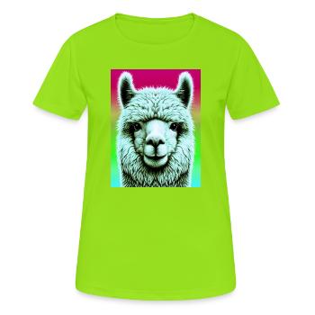 Alpaka - Frauen T-Shirt atmungsaktiv - Neongrün - Vorne - AI Model Female 172 dark (172cm)