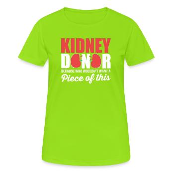 Don d’organes par don de rein - T-shirt respirant Femme - vert néon - Devant - AI Model Female 172 dark (172cm)