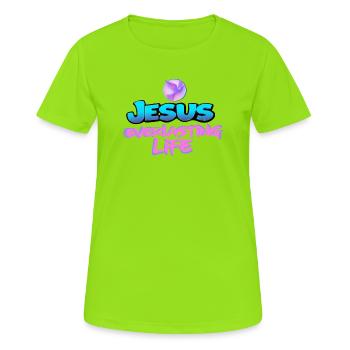 Jesus Everlasting Life Dove Christian Design - Frauen T-Shirt atmungsaktiv - Neongrün - Vorne - AI Model Female 172 dark (172cm)