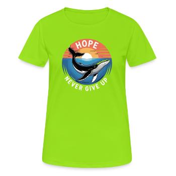 Hope/ Timmy der Wal in der Ostsee - Frauen T-Shirt atmungsaktiv - Neongrün - Vorne - AI Model Female 172 dark (172cm)