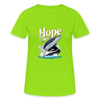Hope Wale und Schwan - Frauen T-Shirt atmungsaktiv - Neongrün - Vorne - AI Model Female 172 dark (172cm)